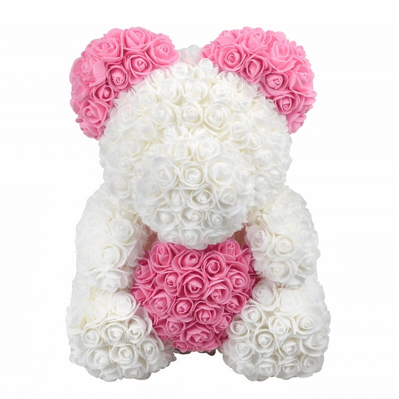 ours en fleur rose et blanc