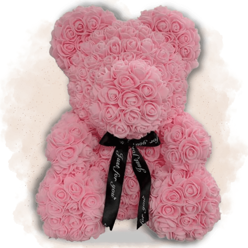 Ours en Fleur Éternelle Rose 40cm Ours en rose 40cm Ourson En Rose Rose Clair 