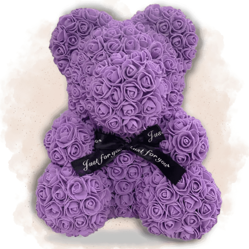 Ours en Rose Éternelle Violet 40cm Ours en rose 40cm Ourson En Rose