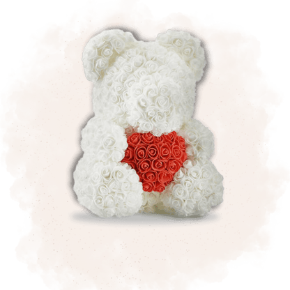 ours en rose coeur rouge
