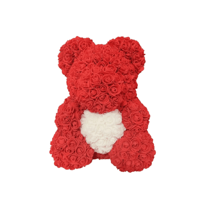 Ourson en Rose Éternelle Rouge 25cm Ours en rose 25cm Ourson En Rose