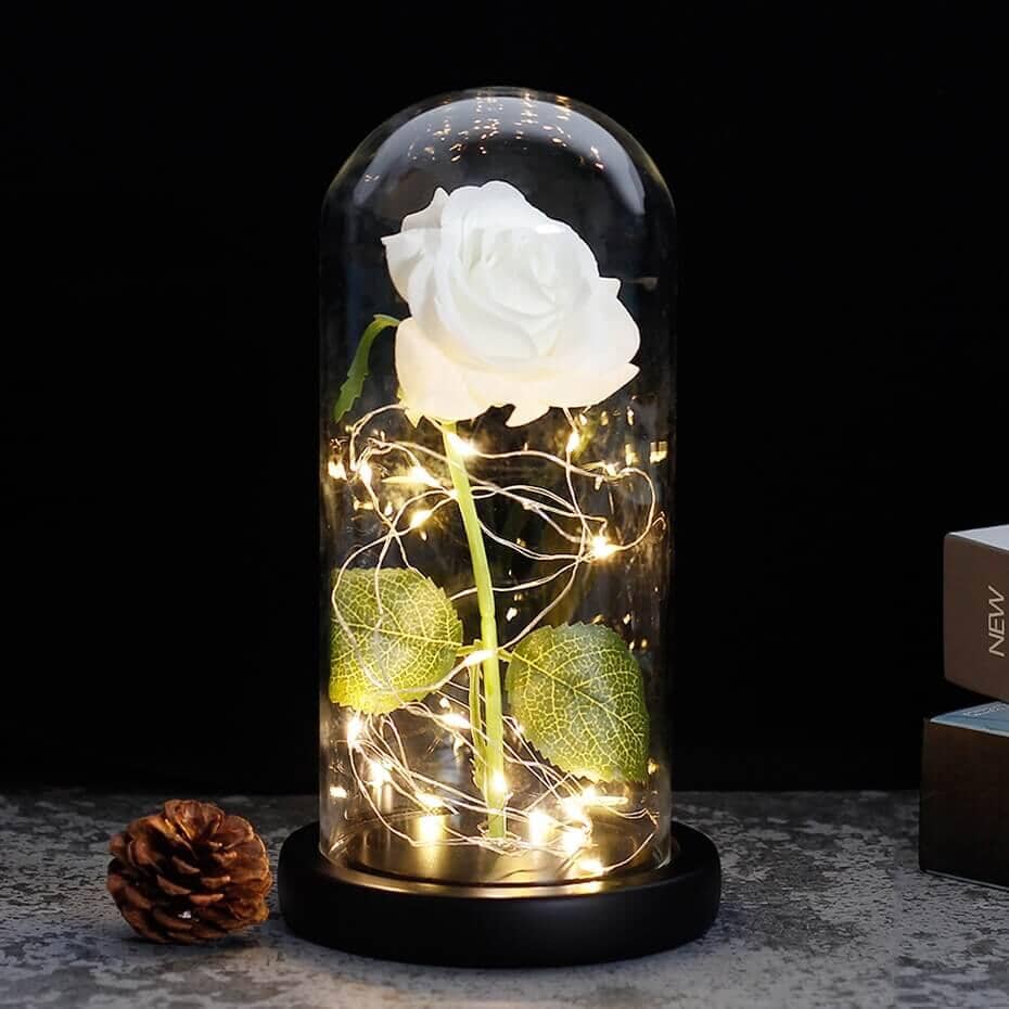 Rose Éternelle Blanche Ourson En Rose