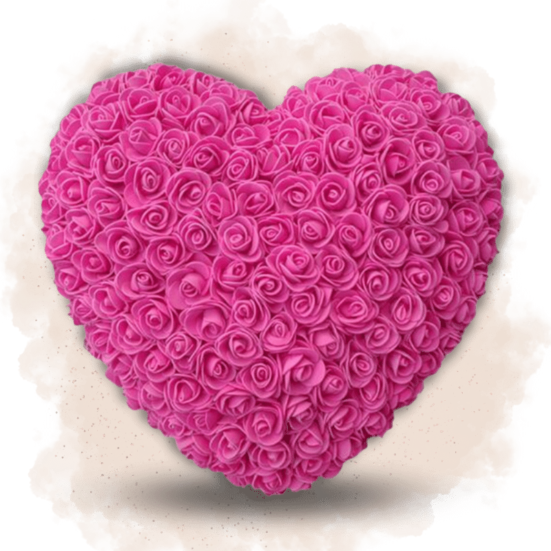 Cœur en Fleur Rose Foncé | Ourson En Rose