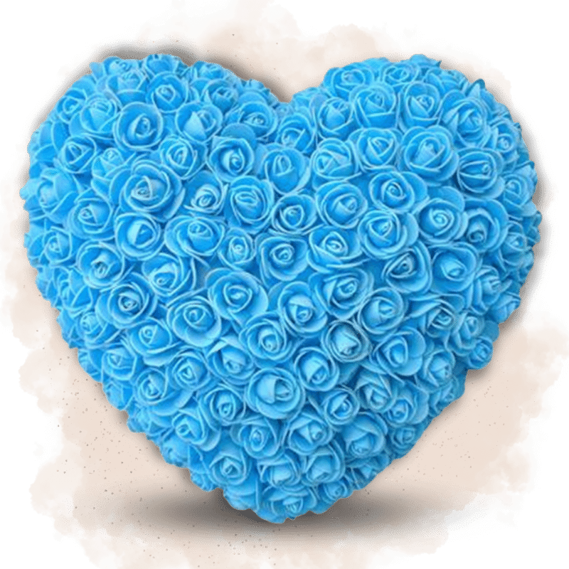 fleur en cœur bleu